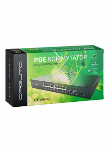 Коммутатор (свитч) на 16 POE ( 802.3af/at ) портов +2 Ethernet порта 1000Mbs + SFP 1000Mbs Орбита OT-VNP42